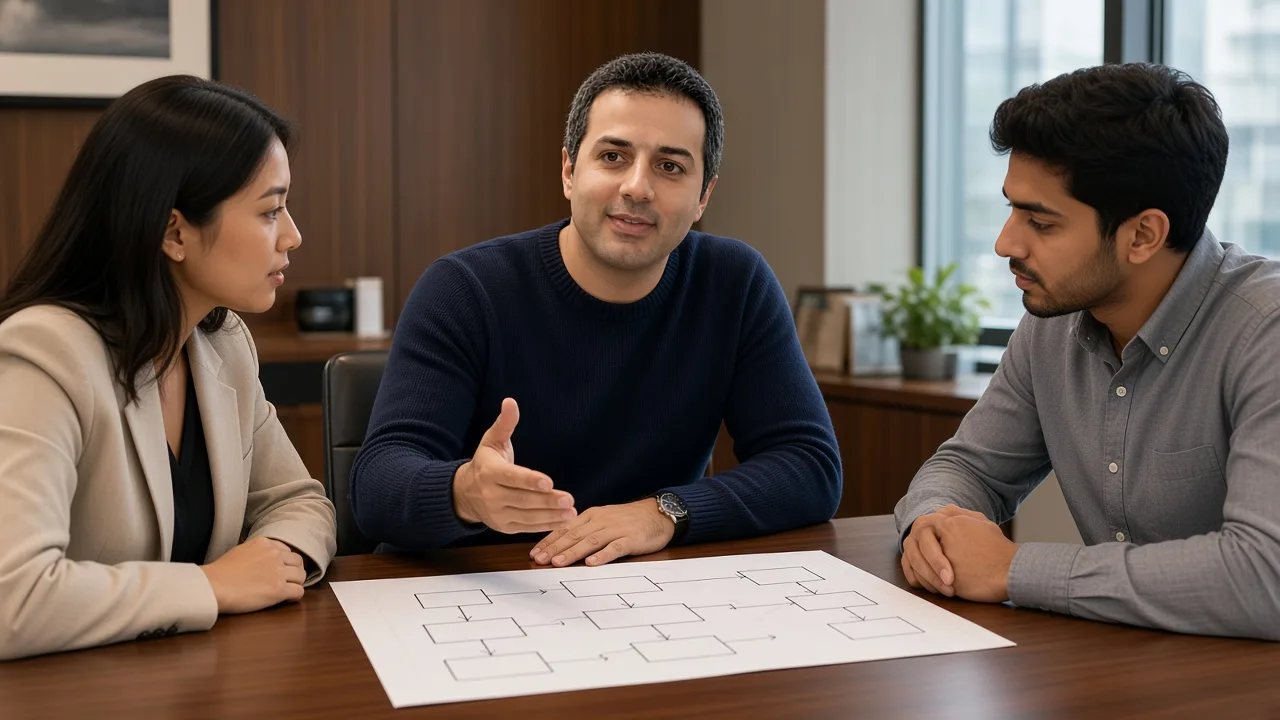 Sean Mehrabi advising founders over a technology roadmap.